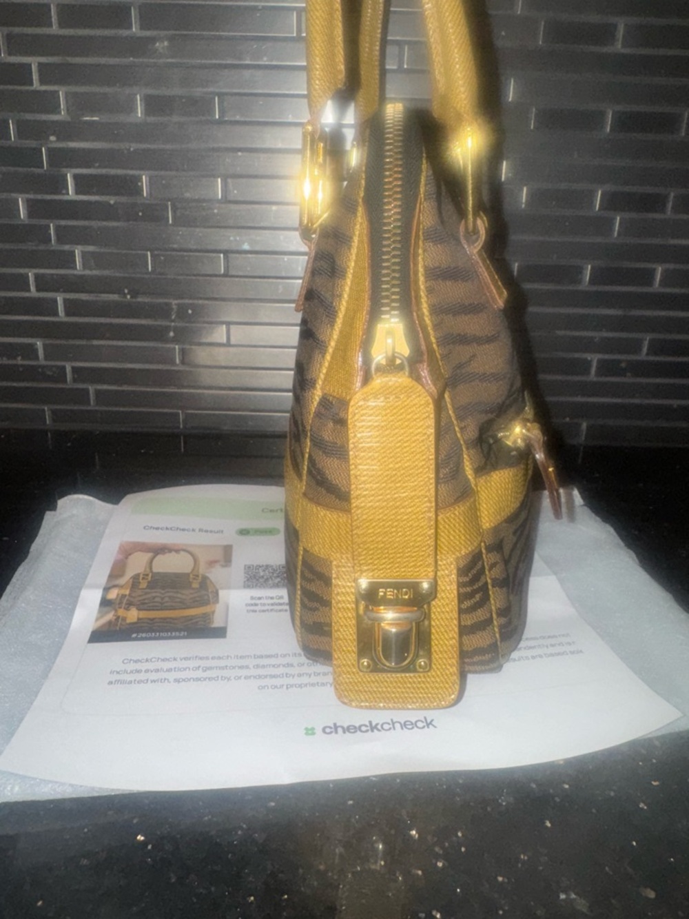 Fendi (RARE) Zebra Print Brown Shoulder Bag - Picture 4 of 13